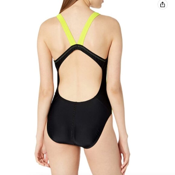 NWT Nike Fast Back Lemon Venom One Piece Swimsuit Sz. 8 - Picture 2 of 2
